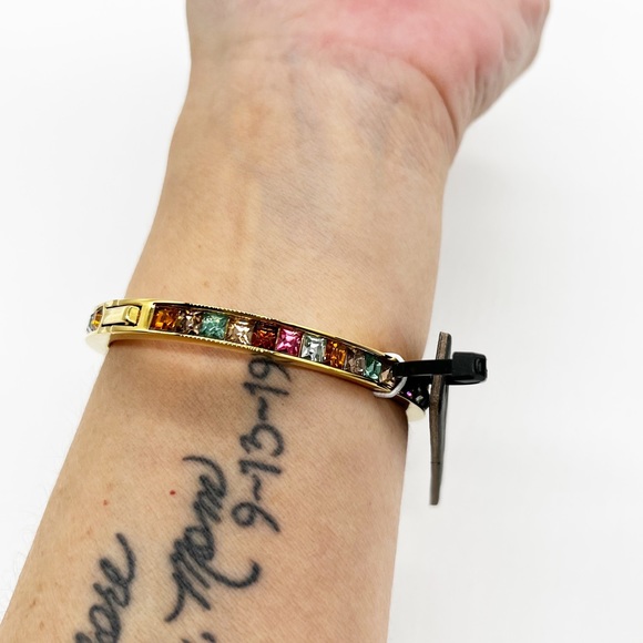 NWT J. Crew Multicolor Square Gem Hinge Bracelet - Picture 3 of 7